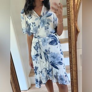 Calvin Klein high low faux wrap dress